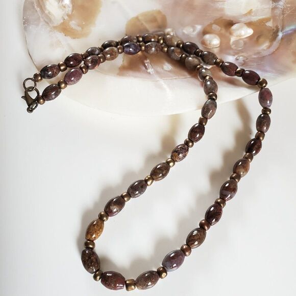 Brown Glass beaded necklace - Handmade (NEW) - Picture 1 of 5